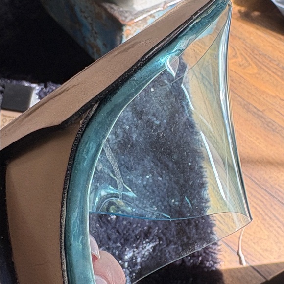 Good American TPU Blue Cinderella Square Toe Lucite Wedge Shoe Size 11 - Picture 5 of 6